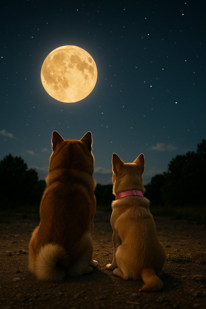 dogegftoken's tweet image. The moon looks closer when we chase it together 🌕