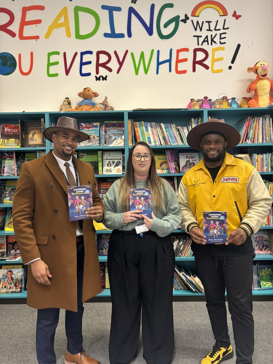 banjialexander's tweet photo. Day 290: Hewens Primary

With Headteacher, Mr Thomas & Literacy Coordinator, Miss Harrison. The school library has a prominent place right at the heart of the school and with the exceptionally long queue of pupils waiting to get a signed copy of my book after school, it’s apparent that they understand that ‘reading will take you everywhere’. Pupils wore fancy hats as we delved into my work, exploring characters’ feelings and discussing how one might become a successful writer.

Thank you for having me!

#BanjiAlexander #Author #Teacher #LockdownLooms #BookTour #edutwitter