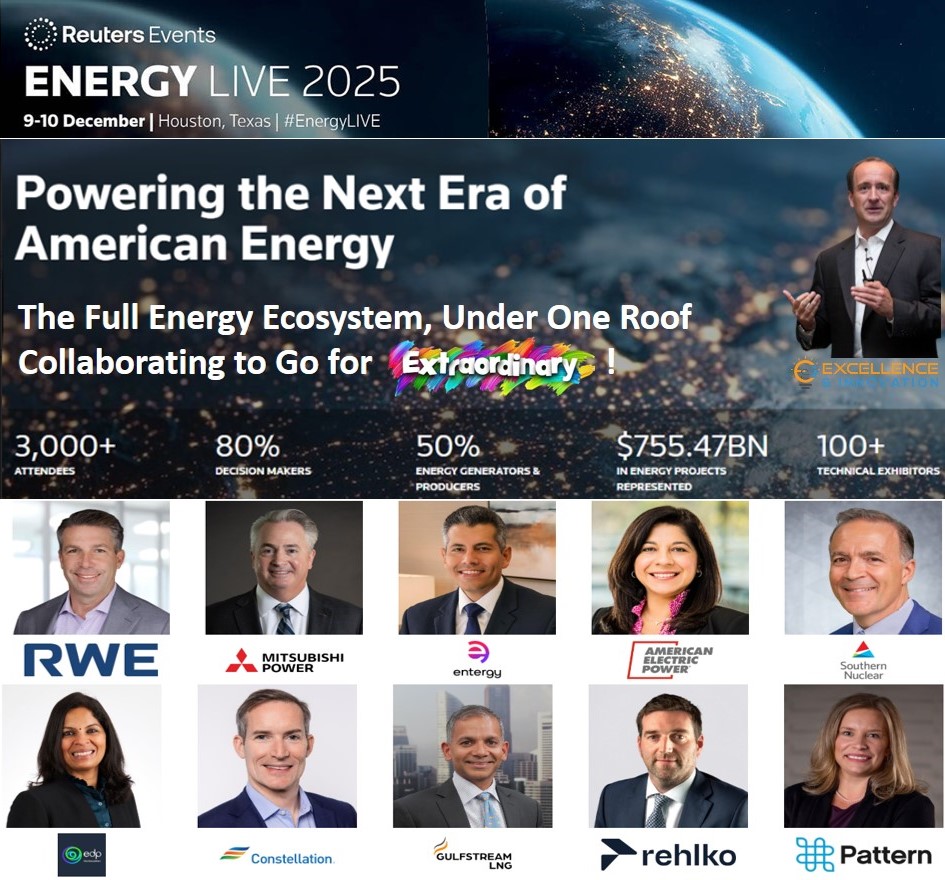 Excel_Innovate's tweet image. Honored to help lead 3,000+ energy and innovation leaders at Energy LIVE 2025 in Houston — driving collaboration, data-driven execution, and bold ideas that make reliable, affordable, and sustainable energy a reality for all. Together, we Go for Extraordinary! ⚡🌎