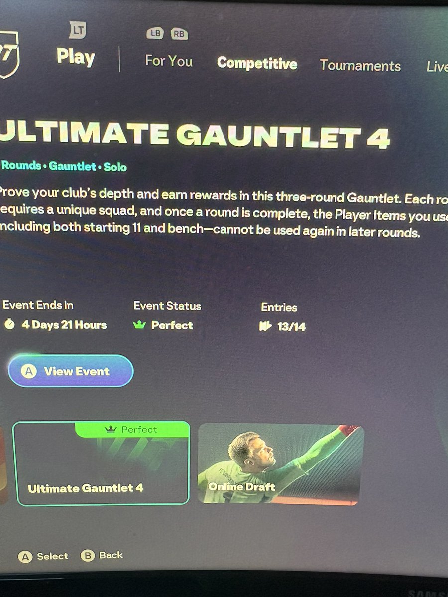 I went perfect in my first entry of the Gauntlet today! I still have 13 entries left! I’m actually starting to get good at FC26. Maybe I should stream in the future🤔