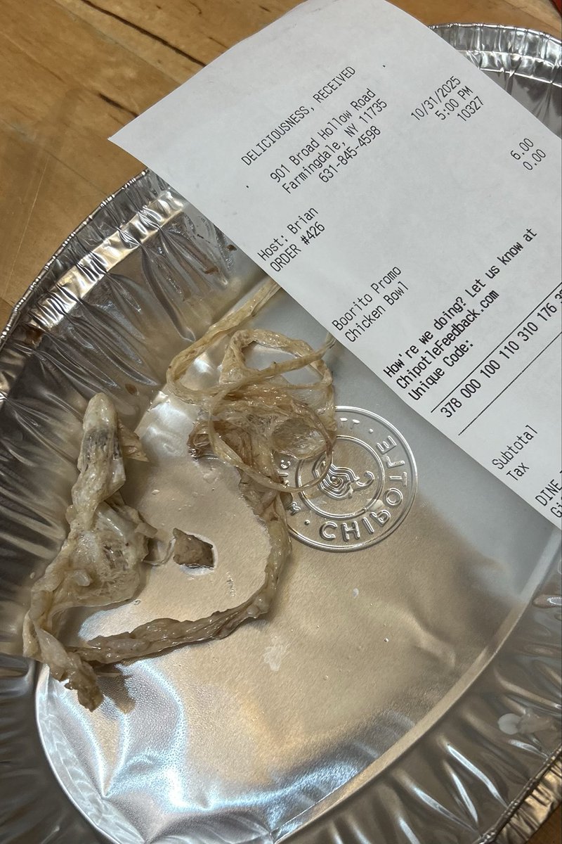 LpLprocida's tweet photo. @ChipotleTweets this is what my daughter found in her food on Halloween. Contacted customer care multiple times and no response! https://t.co/Aw7QB5qKvC