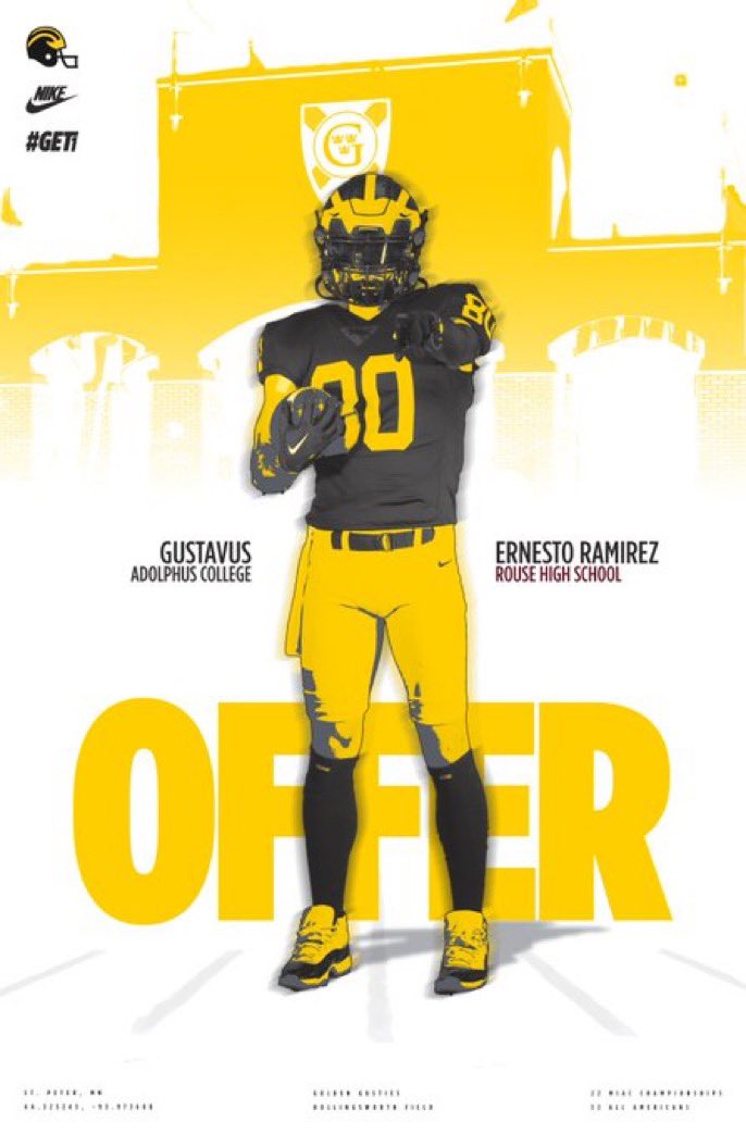 #AGTG After a great conversation with <a href="/GlynnDerek/">Coach Glynn</a>, I’m blessed to say I have received an official offer to play at <a href="/gustiefootball/">Gustavus Football</a> !! Thank you for the opportunity!!

<a href="/RecruitRouse/">RecruitRouseRaiders</a> <a href="/CoachLBrooks/">Lexi Brooks</a> <a href="/1RoUSeFB/">JoshuaMann#1RoUSe</a> <a href="/rousefootball/">Rouse Football</a>