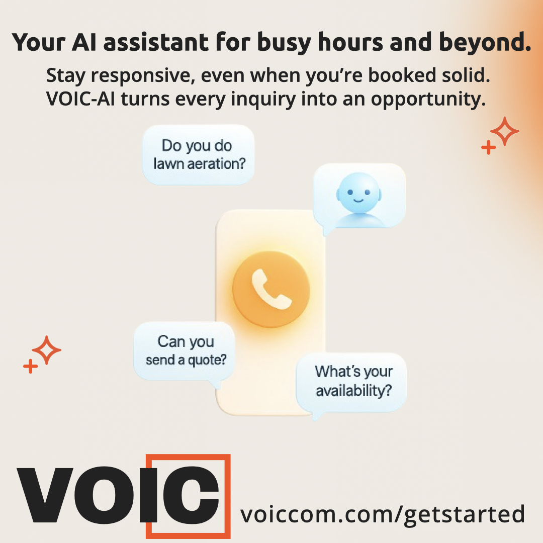 VOICCOMAI's tweet photo. When the sun is out and the phones are blowing up, every minute counts. 

Automate your incoming inquiries and let AI decide whether to book a call, return a text message or email, or send your lead to place an order.

https://t.co/cE73nHGR7z

#AIReceptionist #BusinessNews https://t.co/gYiA2Zi50D