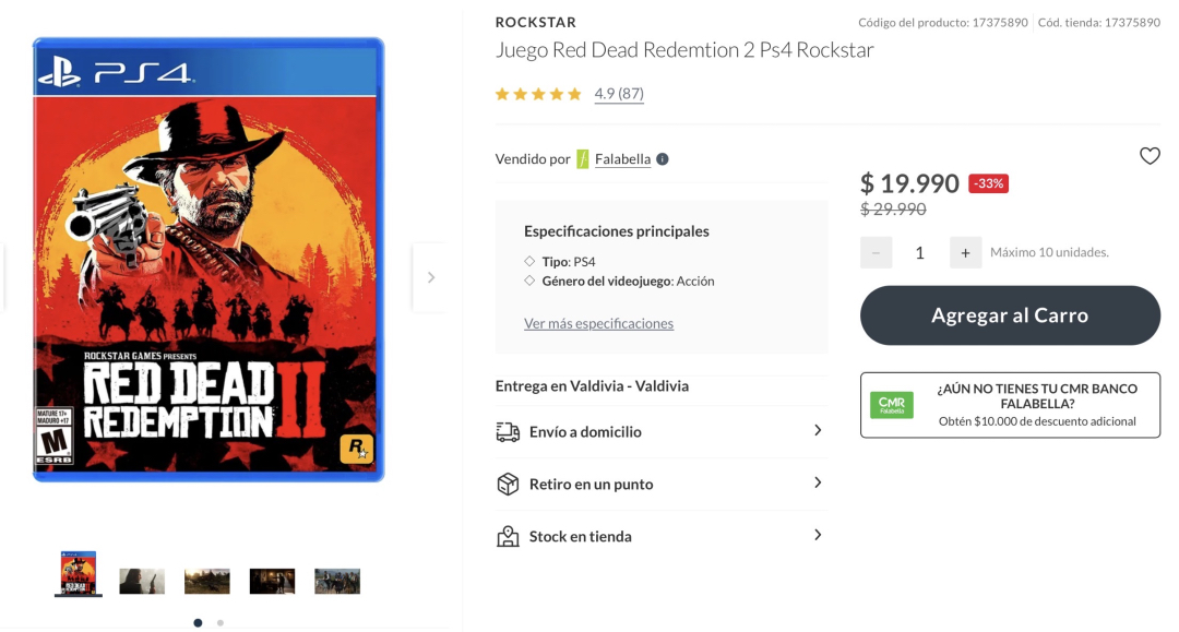DescuentosRata's tweet photo. 🎮 El Red Dead Redemtion 2 pal plei 4 bajó a $19.990 en Falabella.

Nunca le preguntes a un hombre cómo lo pasó jugando este juego.

🔗 https://t.co/wKedjMN5f8 https://t.co/nI2sr6H83K