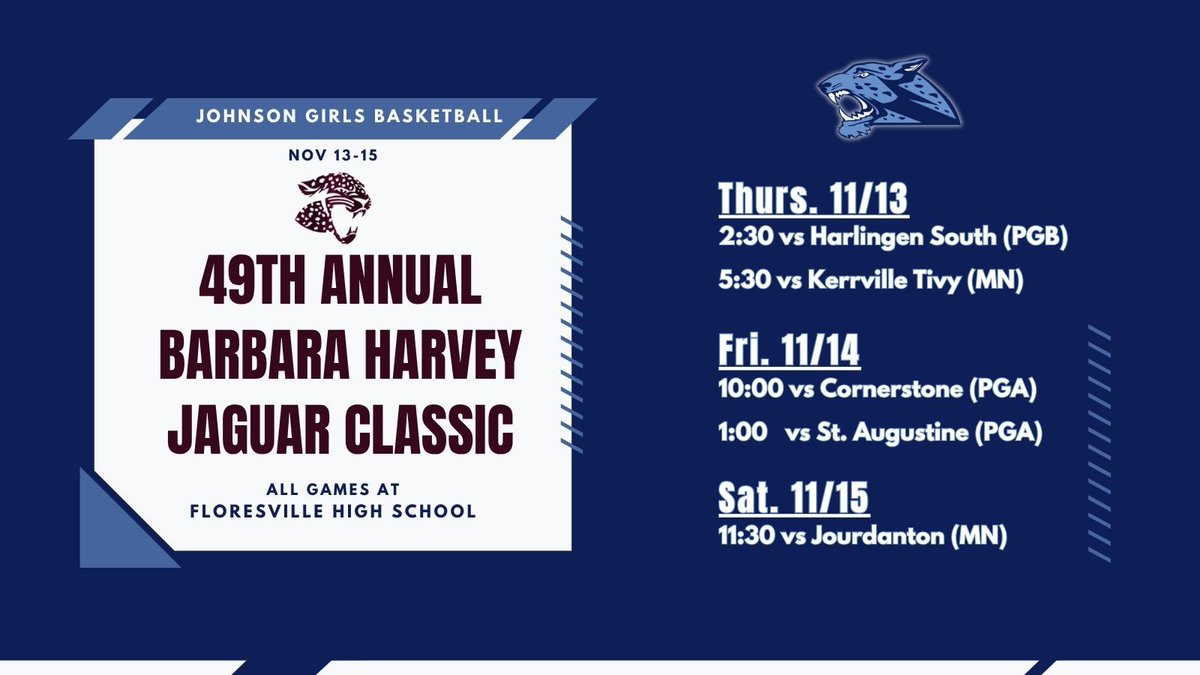 jjgirlshoops's tweet image. We are excited to compete in the 49th Annual Barbara Harvey Jaguar Classic this week!