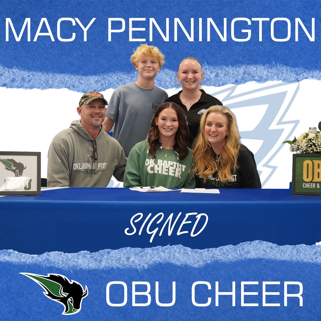 Macy Pennington has signed with Oklahoma Baptist University to continue her Cheerleading career, congratulations Macy!!

#comesoarwithus #sequoyaheagles #cheer #nextlevelathlete