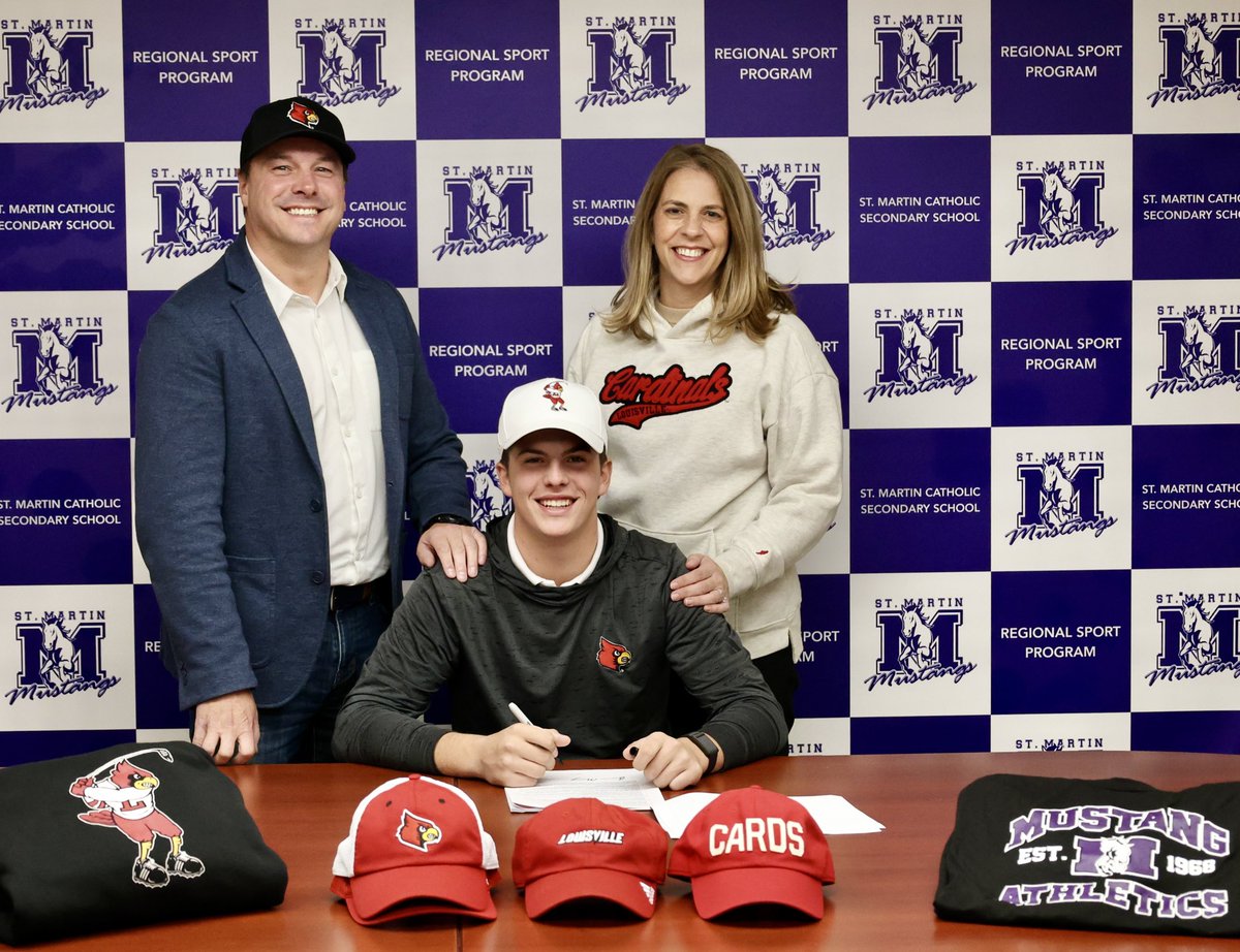 SMSSAthletics's tweet image. BIG CONGRATULATIONS to Barron Mundy who has officially signed on to compete in Men’s Golf for the University of Louisville next year!! Your Mustang family is proud of you Barron, and we will be cheering you on 💜💛