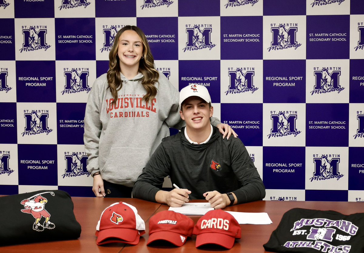 SMSSAthletics's tweet image. BIG CONGRATULATIONS to Barron Mundy who has officially signed on to compete in Men’s Golf for the University of Louisville next year!! Your Mustang family is proud of you Barron, and we will be cheering you on 💜💛