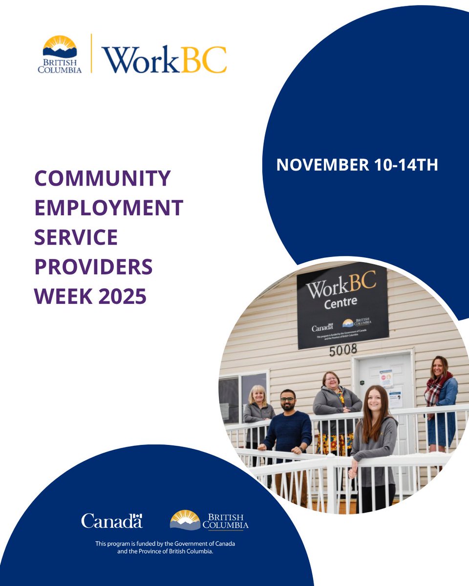 WorkBC's tweet image. Every year, thousands of people reach their employment potential thanks to the dedication, compassion and expertise of WorkBC Centre staff. Thank you for making a difference!

#WorkBC #WorkBCCentre #EmploymentServices