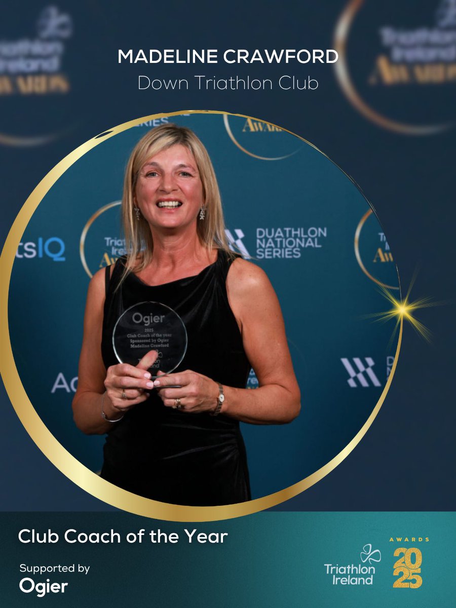 tri_ireland's tweet photo. 🏆Congratulations to all our 2025 Triathlon Ireland Award winners!

✨Technical Official of the Year - Carlos Izquierdo 
✨Caroline Kearney Award - Diane Cordner 
✨ Club Coach of the Year - Madeline Crawford 
✨ Volunteer of the Year - Bernie Magorrian 

#TIAwards25 #TriathlonIreland #SwimBikeRun