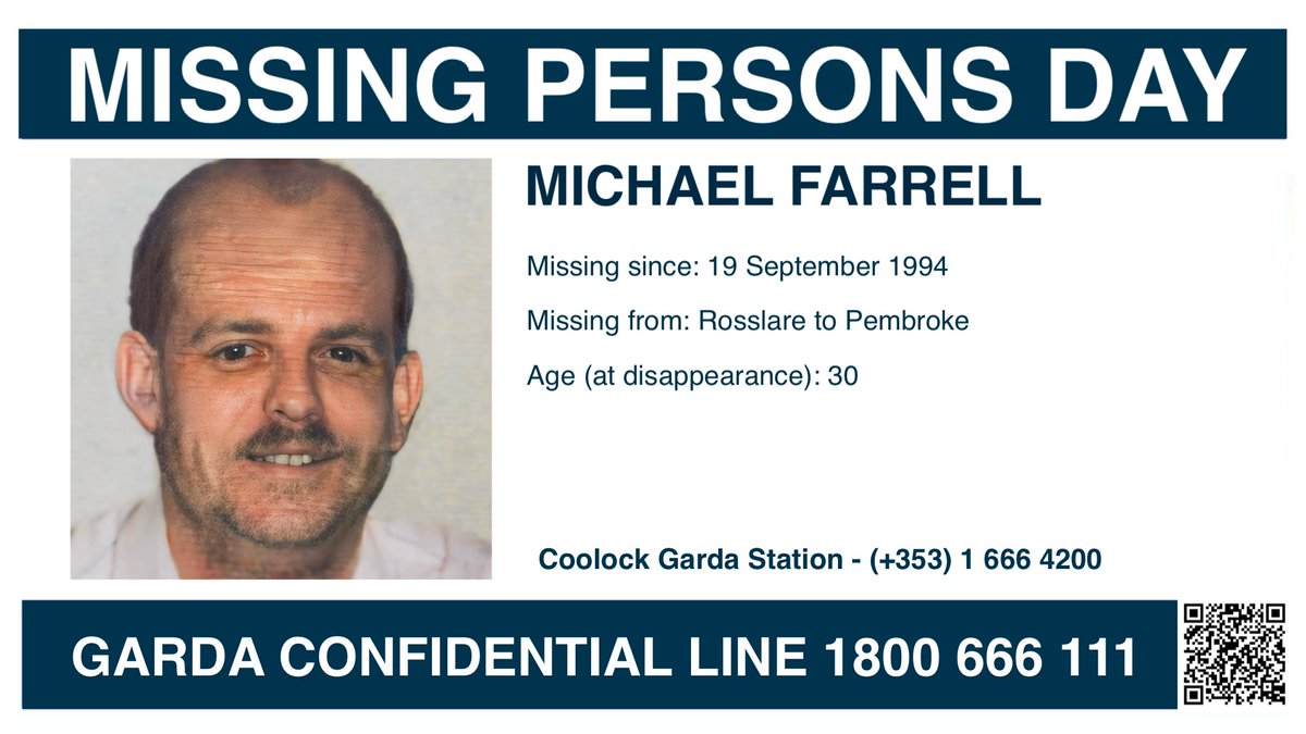 MisPersSupport's tweet photo. Michael Farrell was 30 years old when he went missing on 19 September 1994 from Rosslare to Pembroke
https://t.co/uFWmFwy6nF
#FindMichaelFarrell #MissingPersonsDay #ThinkingOfYou #MissingPersonsSupport @ahgowanfather https://t.co/yXGW1bzgJG