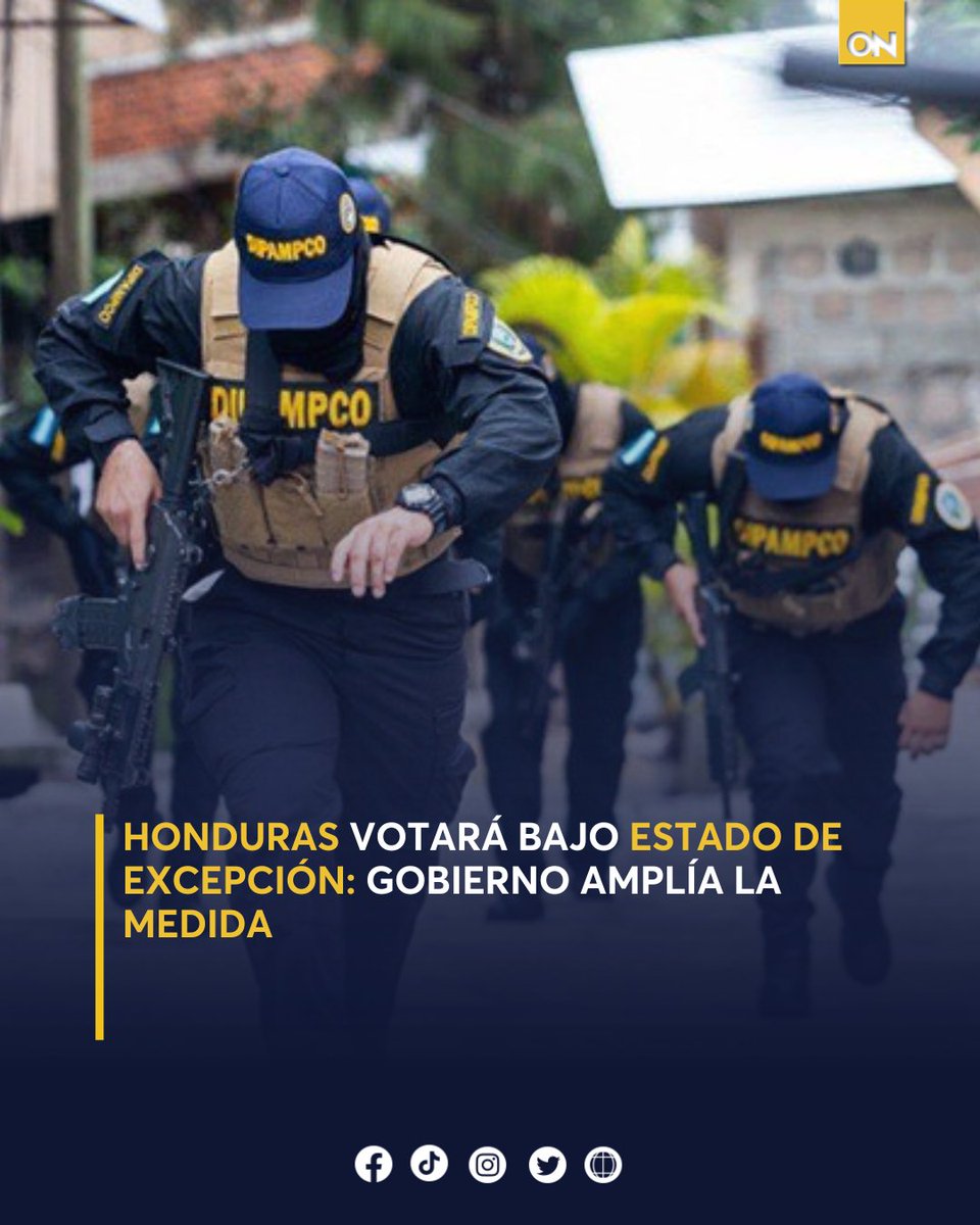 11_Noticias's tweet image. 🗳️ Honduras votará bajo estado de excepción. El ministro de Seguridad confirmó la ampliación de la medida, abarcando el proceso electoral del 30 de noviembre.

🔍 Entérate de los detalles aquí 👉🏻 oncenoticias.hn/nacionales/hon…

#EstadoExcepción #Honduras #EleccionesGenerales