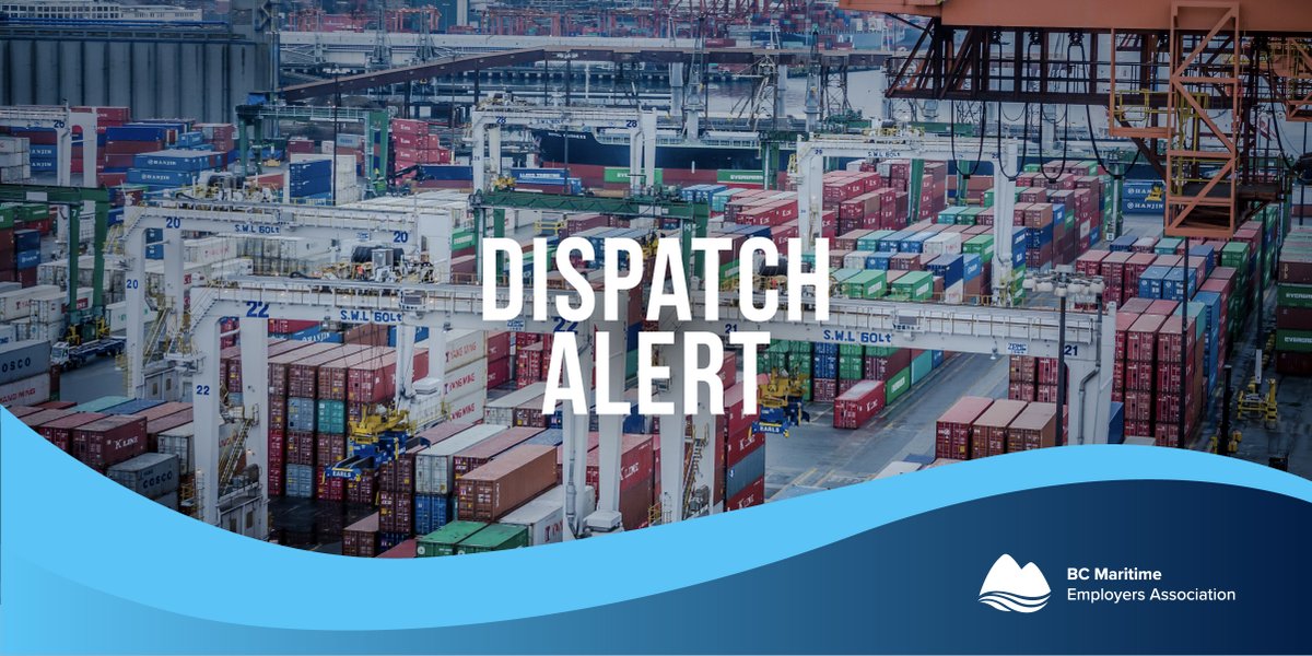 Dispatch Alert 🚨 Vancouver will be busy for todays 1630 Wed, Nov 12 shift. There is heavy demand for Topside, HLT &amp; LTD ratings. It will also be busy for the 0100 Thu, Nov 13 shift. Please declare your availability and plug in at the hall. <a href="/BC_Maritime/">BC Maritime Employers Association</a> <a href="/500Dispatch/">500 Dispatch</a>