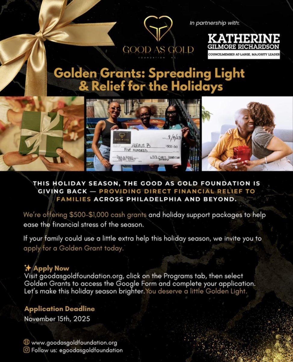 This holiday season I’m proud to partner with our amazing friends at Good as Gold Foundation for the first annual Good As Gold Gives initiative!! 

We’re giving away 10+ Golden Grants - offering $500-$1,000 per family to help with groceries, utility bills, housing costs, holiday
