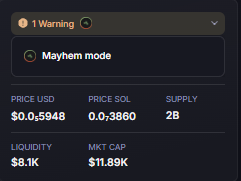 insidecalls's tweet photo. It's gotten so bad Photon now shows a WARNING on all Mayhem coins😭😭 https://t.co/gILqx4xh4u