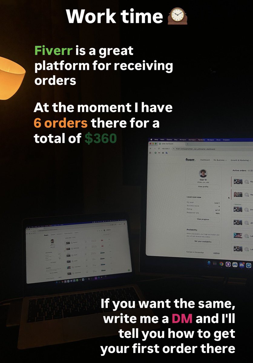 ildar_edit's tweet image. Want to get your first Fiver order? 

DM me and I'll tell you what I did to get it