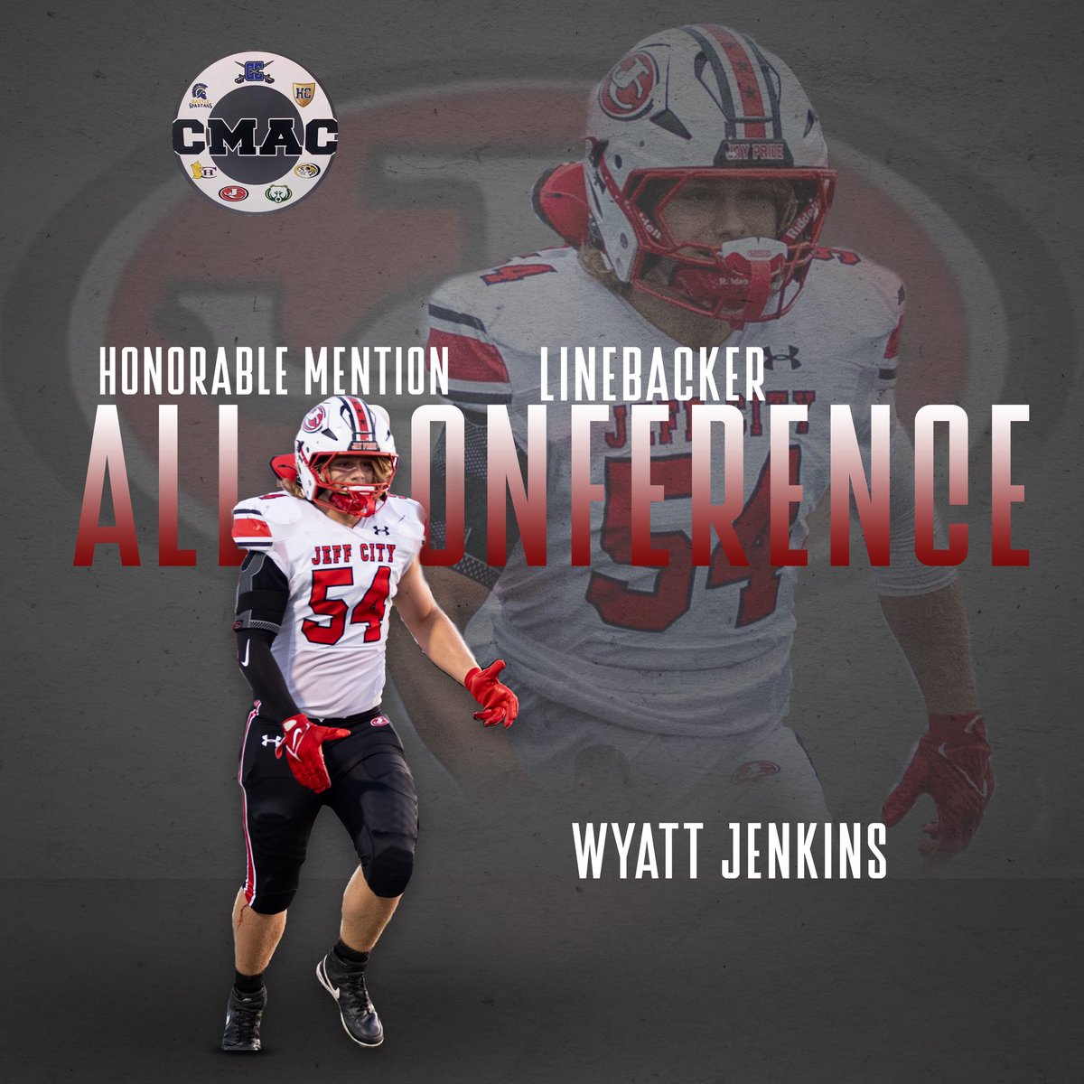 JayPrideFB's tweet image. Congratulations to Wyatt Jenkins for being named All-Conference as a Honorable Mention Linebacker #oscarmike #bealink