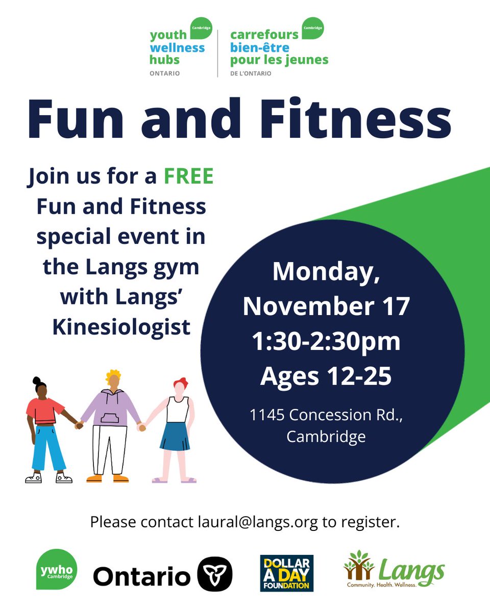 LangsCommunity's tweet image. Ages 12-15? Join us on Monday for a FREE Fun and Fitness event from 1:30-2:30pm. Contact laural@langs.org or sign up when you visit YWHO Cambridge this week.