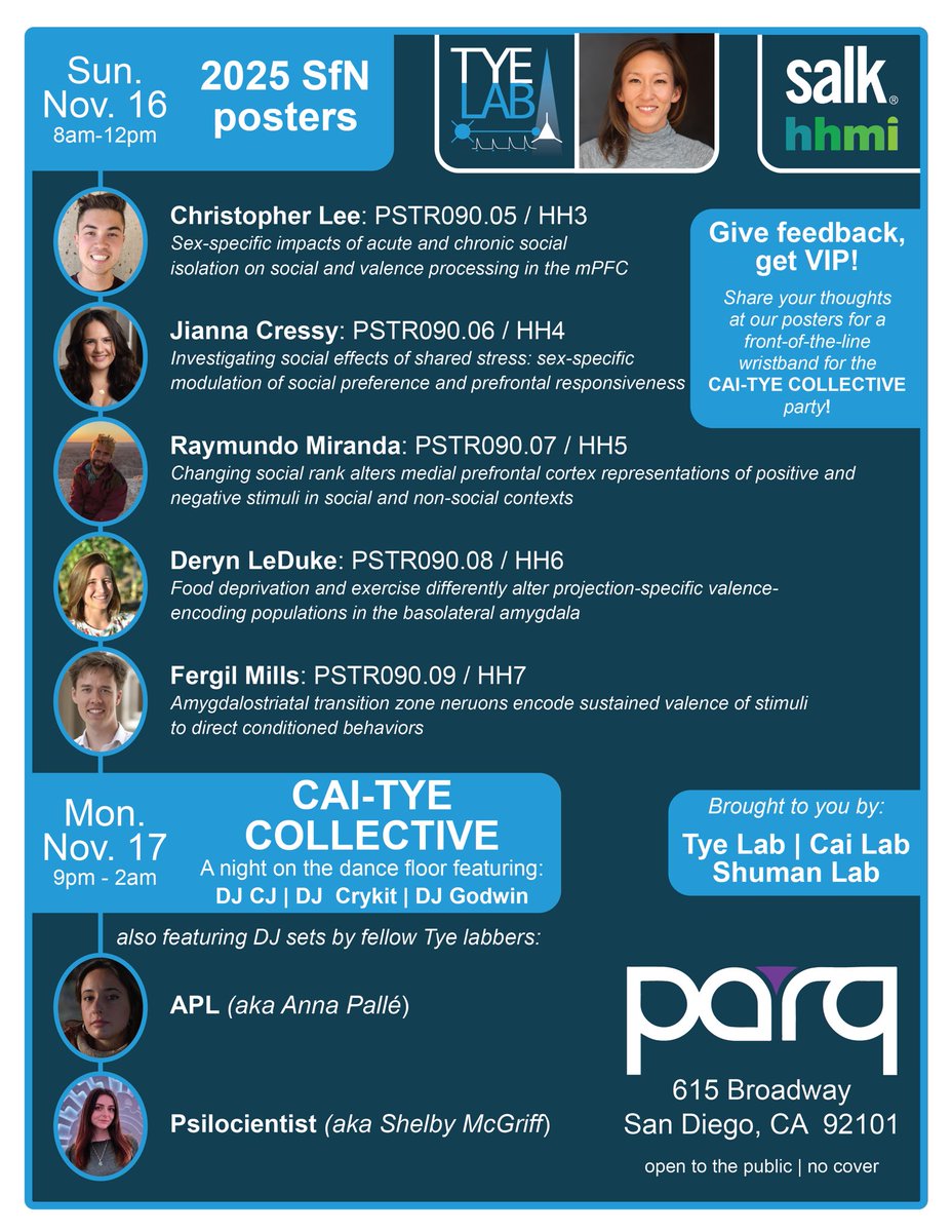 Super stoked that <a href="/SfNtweets/">Society for Neuroscience (SfN)</a> is here in San Diego this year and I will be speaking at the MCCS pre-meeting Fri Nov 16, our lab has posters Sun AM, and we are co-hosting a party at Parq nightclub walkable from CC Mon night.
