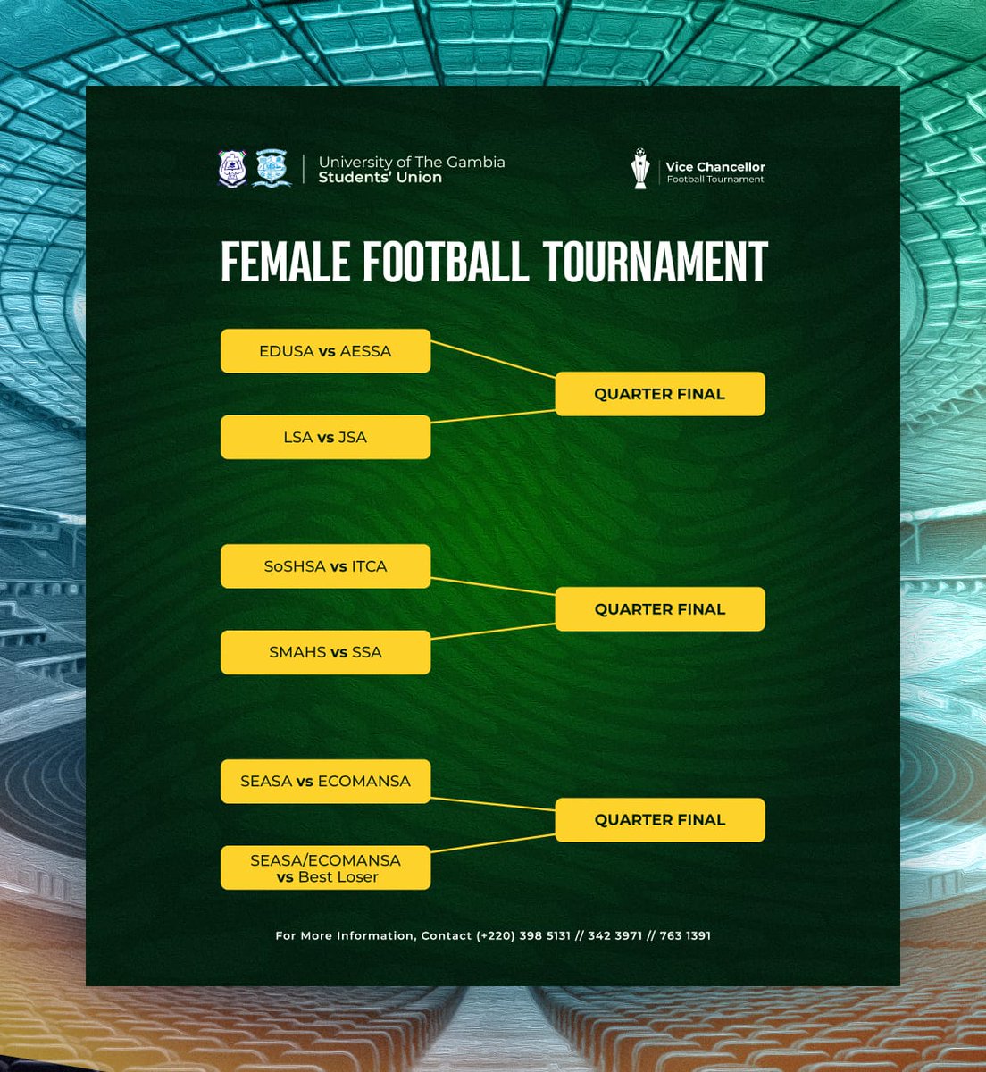 As we take a break from the Men’s action, all eyes now turn to Women’s football. Excited to announce  the much-anticipated VC Tournament (Women's Category). The day-long event is set to take place on Sunday, 16th November, at the Medina United Football Field at 3:00 PM sharp