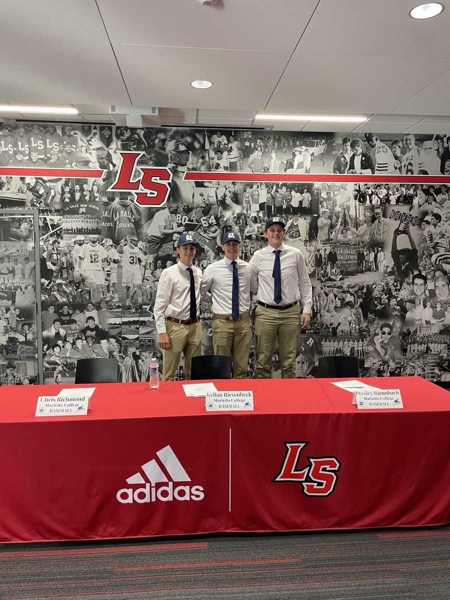 Signing Day! 
Congrats to seniors Chris Richmond, Kellan Riesenbeck, and Presley Baumbach on their commitment to playing baseball at the collegiate level! We know you guys will continue to do great things in your baseball careers at Marietta!
<a href="/lancersbsb/">La Salle Baseball</a> <a href="/LaSalleAlumni/">La Salle Alumni</a>