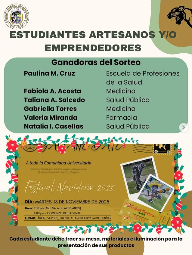 ¡Felicidades a las ganadoras del sorteo para participar en el festival navideño este 18 de noviembre desde las 4pm!

Gracias por su compromiso y entusiasmo. Ansiosos de que nos muestren su arte. Les esperamos 💃
