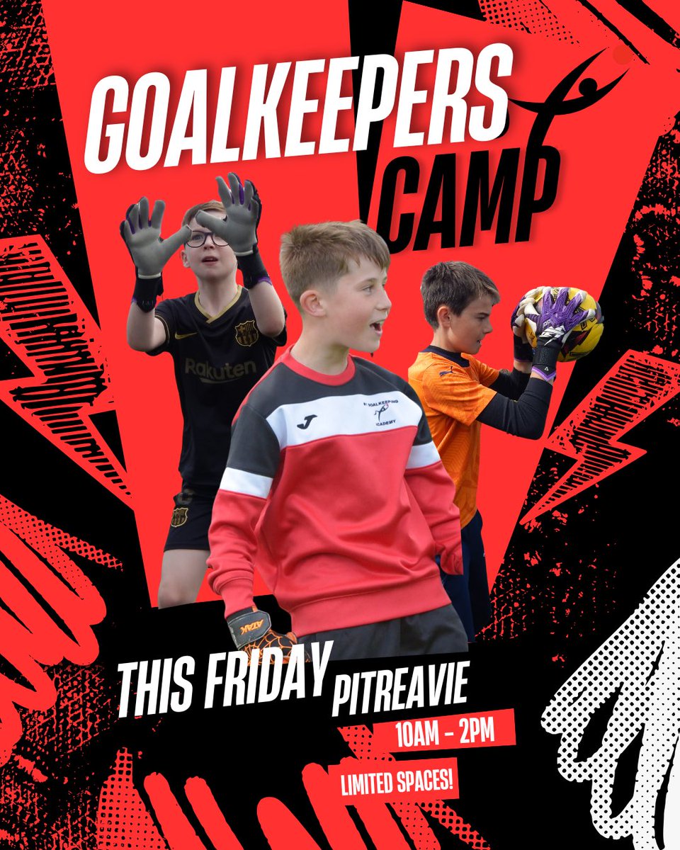 🚨 GOALKEEPER CAMP – THIS FRIDAY🚨

Dunfermline keepers, ready to LEVEL UP? 🧤🔥

Join us at Pitreavie (10am–2pm) for a jam-packed session:
✅ Shot-stopping
✅ Footwork &amp; handling
✅ Reactions &amp; 1v1s
✅ Fun challenges
⚠️ Limited spaces – book now!
🔗 1gk-academy.classforkids.io/camp/83