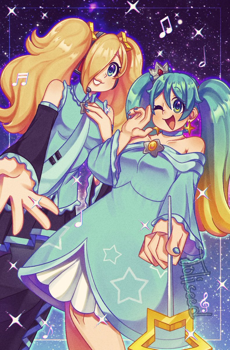 old rosalina and miku art from last year lalala