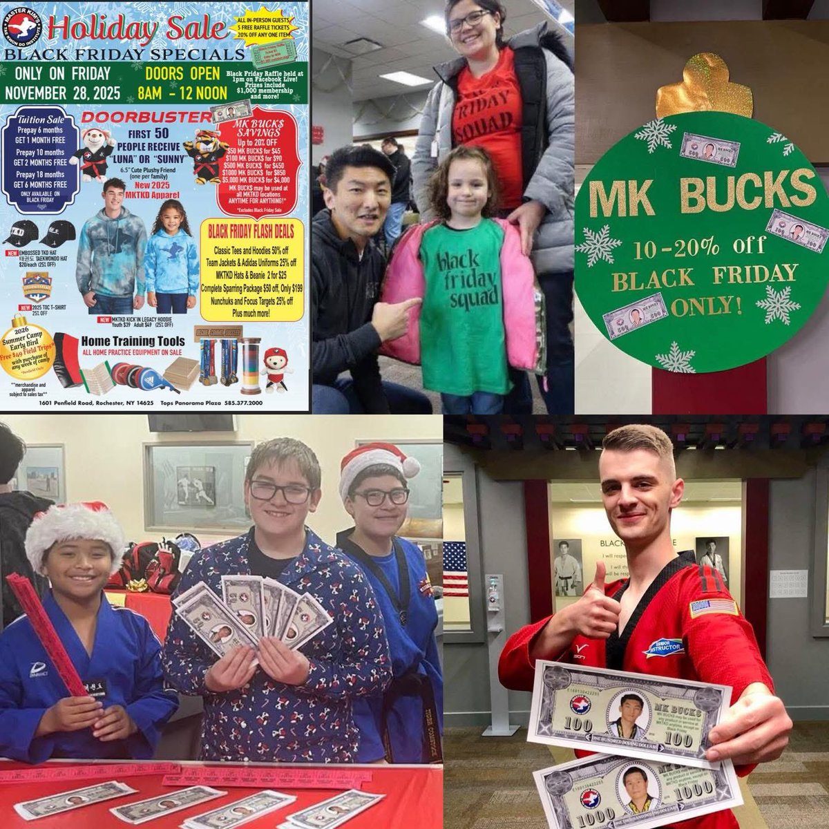 2025 BLACK FRIDAY HOLIDAY SALE
💵GET YOUR MK BUCKS!
Available only on Black Friday! Use MK Bucks for anything at MKTKD at any time and save up to 20% all year round!
100 MK Bucks for $90
500 MK Bucks for $450
1000 MK Bucks for $850
5000 MK Bucks for $4000

@mktkdroc #mktkd