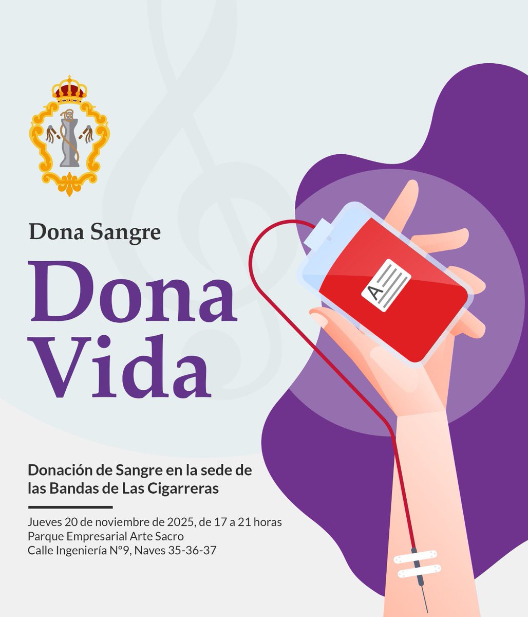 El próximo jueves 20 de noviembre volvemos a poner nuestra sede a disposición de profesionales sanitarios con el fin de salvar vidas... ¡Te esperamos de 17 a 21 horas en nuestra XXI Donación de sangre! 

#PonTuMano ❤️ #DonaVida