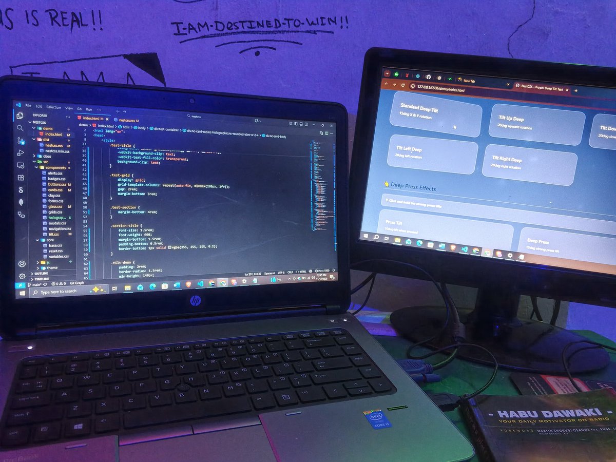 explorewithaqua's tweet image. finally back, not giving up, school has been really tough but I later made some progress with nestcss 
done with the tilt components.
but seeking advice from my dear developers what components do you need for comfortability in nestcss

#nestcss #cssframework #developers #coding