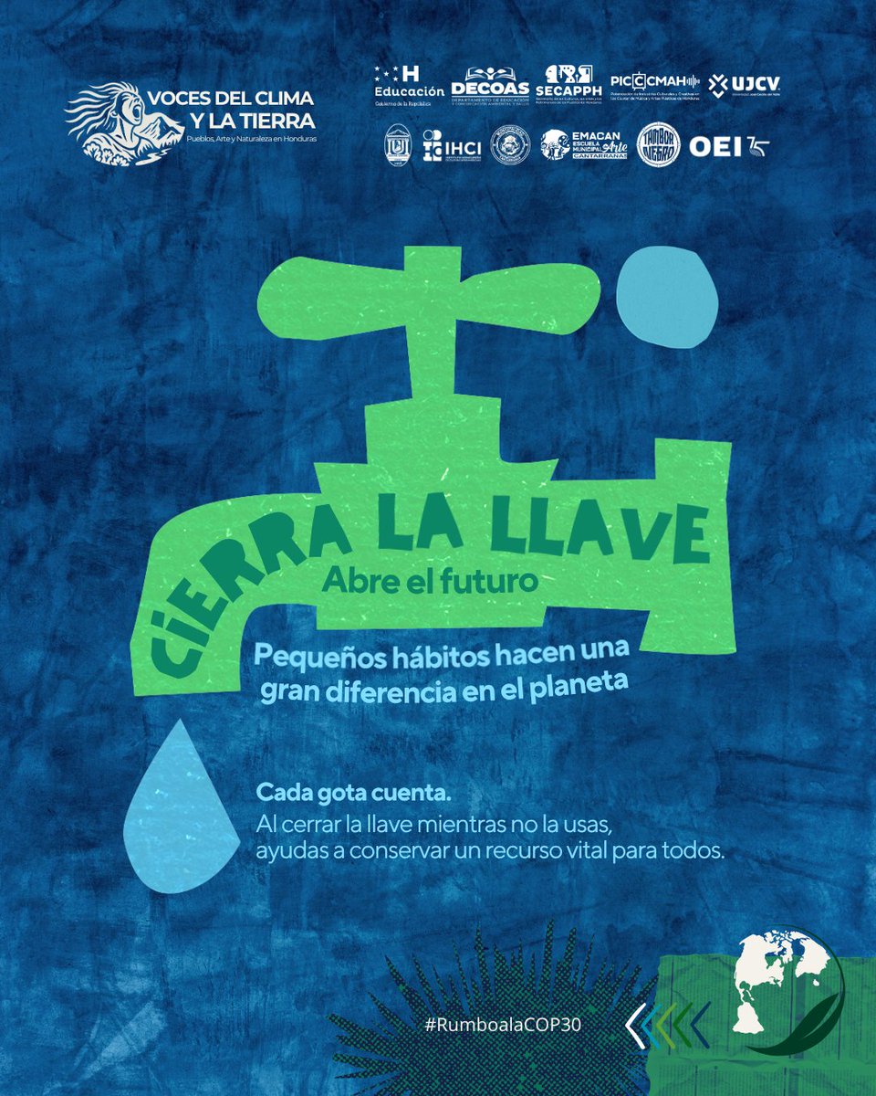 🚰Cada vez que cerramos la llave mientras nos cepillamos o lavamos los platos, ahorramos agua y protegemos nuestro futuro. #VocesdelClimaylaTierra