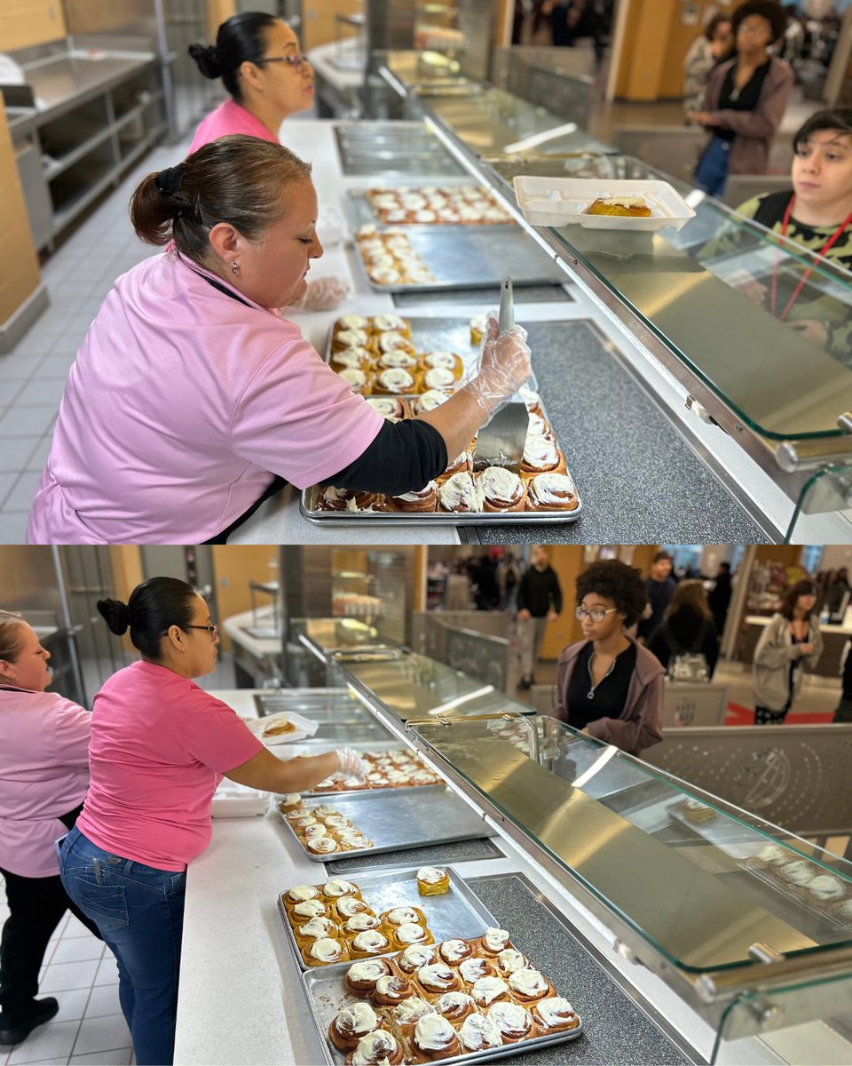 It’s pumpkin time <a href="/CrosbyHigh/">Crosby High School</a>! 🎃 Students enjoyed fresh-made cinnamon rolls — classic or pumpkin — baked with love by Ms. Janice and Ms. Yolanda. 🍂 Whole grain, lower sugar, and perfectly spiced! 🥰 Pumpkin muffins coming soon across our schools! 🧡 <a href="/CrosbyISD/">Crosby ISD</a>