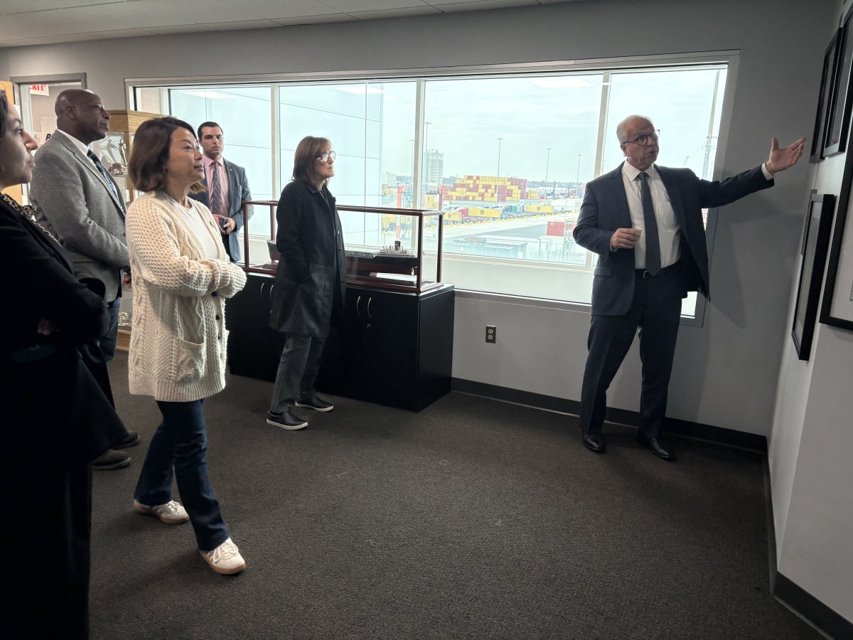 NJLD37's tweet image. Today, Ellen visited the Port Newark Container Terminal with fellow members of the Assembly Commerce, Economic Development, and Agriculture Committee.