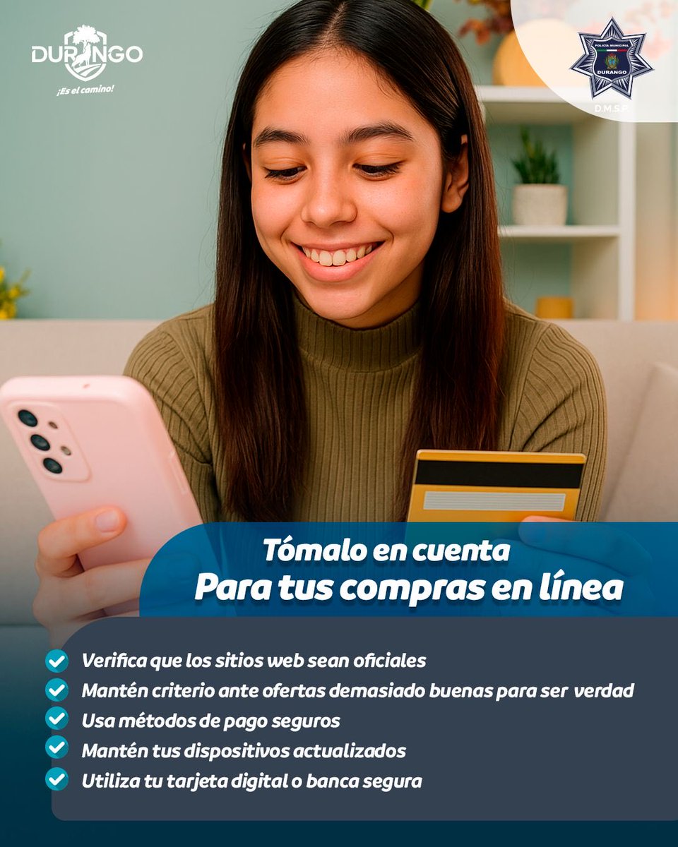 DMSPDGO's tweet image. 🛍️ ¡Llega el #BuenFin y la seguridad va primero!

El @DurangoCap refuerza las acciones preventivas para cuidar de ti y tu familia durante esta semana de grandes compras. 
☎️ Ante cualquier emergencia, recuerda: 911 está disponible las 24 horas.
#LaPrevencionEsElCamino