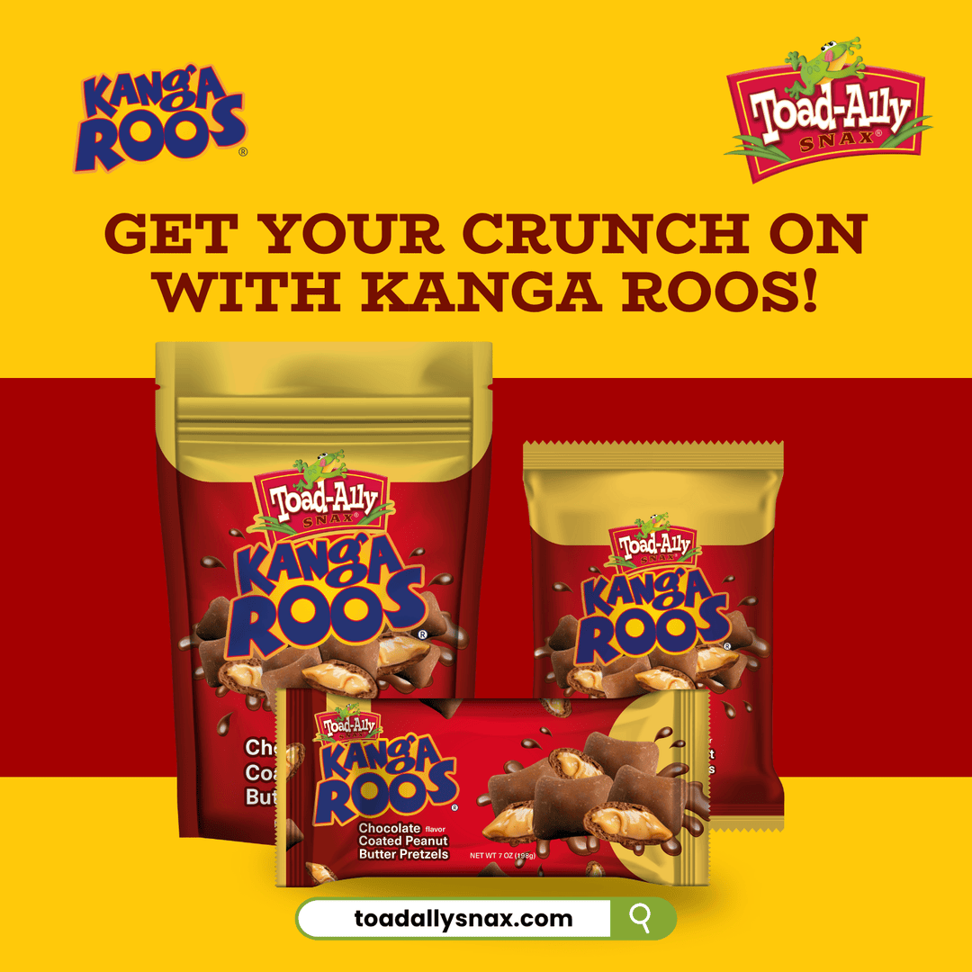 ToadallySnax's tweet image. Creamy peanut butter, crunchy pretzels, and a chocolaty coat, this snack’s got bounce.

Kanga Roos are the perfect way to fuel your day and satisfy your cravings.

Shop now: toadallysnax.com

#toadallysnax #snacktime #sweetandsalty #peanutbutter #pretzels