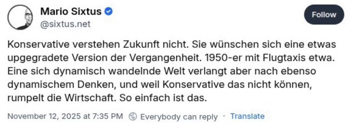 Ich lasse mir gern von jemandem, der nicht einmal seine privaten Finanzen im Griff hat, die Welt erklären.
#SixtusSchreibtQuatsch