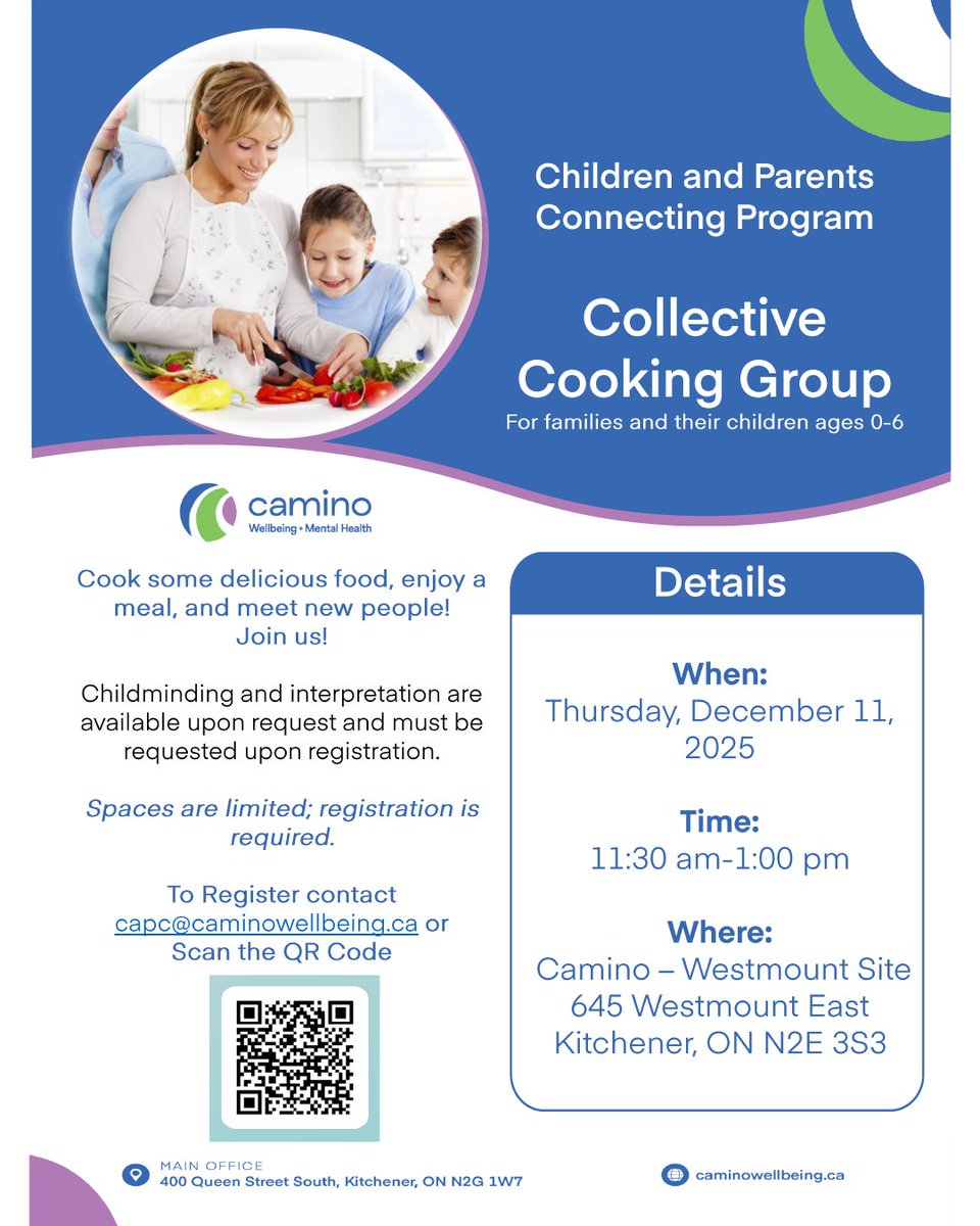 Save your spot today for these upcoming workshops!

Please register online at caminowellbeing.ca/groups-worksho… or by emailing capc@caminowellbeing.ca or call 519-743-6333.