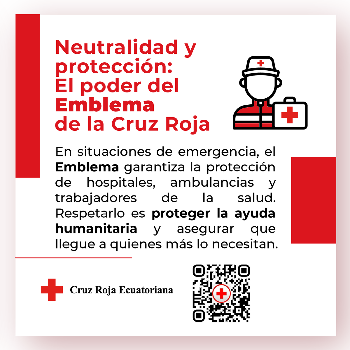 El Emblema de la #CruzRoja ⛑ es un símbolo universal de protección, neutralidad y asistencia ❤, que nos permite cumplir con nuestra labor humanitaria.🚨🤲

Cruz Roja 𝐍𝐎 es parte del Estado.

#Neutralidad #CruzRojaPichincha #AcciónHumanitaria