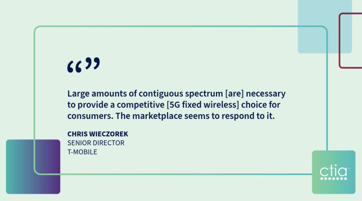 Chris Wieczorek, Senior Director, <a href="/TMobile/">T-Mobile</a>, emphasizes how #5G fixed wireless benefits consumer choice during today’s <a href="/CSIS_Tech/">CSIS Strategic Technologies Program</a> discussion on wireless spectrum and U.S. national security.
