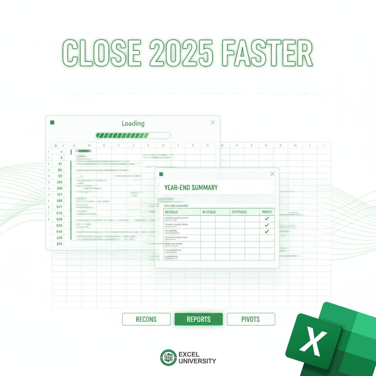Exceluniversity's tweet image. If you do reporting, audit, or tax prep — you need this. 7-Day Year-End Prep Intensive (2 CPE) = faster close, editable files, live sessions. Enroll Today – $97 excel-university.com/intensive/