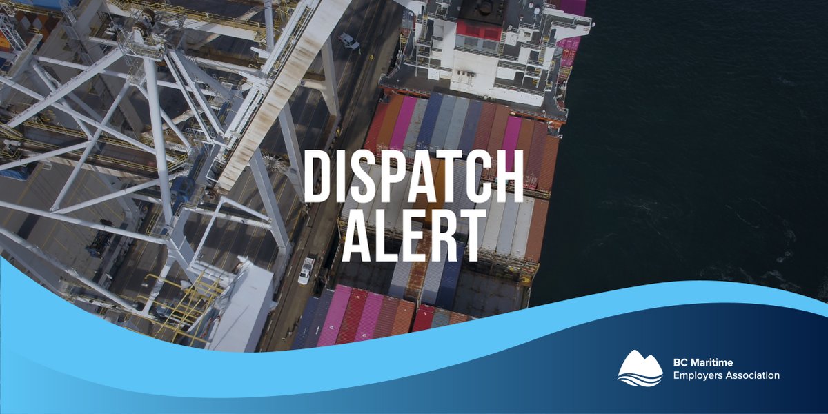 Dispatch Alert 🚨 Vancouver will be busy for todays 1630 Wed, Nov 12 shift. There is heavy demand for Topside, HLT &amp; LTD ratings. It will also be busy for the 0100 Thu, Nov 13 shift. Please declare your availability and plug in at the hall. <a href="/BC_Maritime/">BC Maritime Employers Association</a> <a href="/500Dispatch/">500 Dispatch</a>