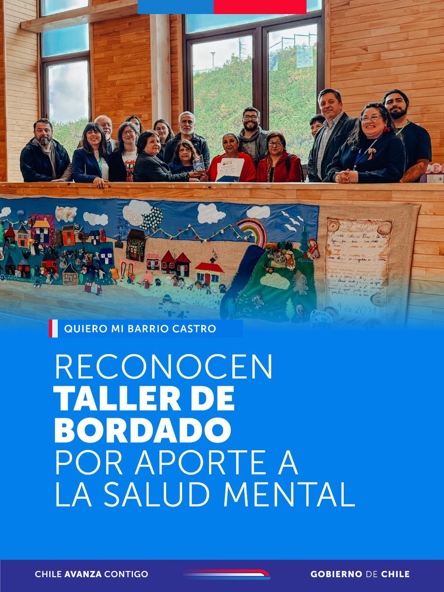 El @minvuchile hizo un reconocimiento nacional a vecinas del barrio Tejiendo Sueños de Castro que participaron en un taller de bordado en arpillera realizado con apoyo de la carrera de Psicología de la Universidad de Los Lagos con un enfoque terapéutico.

#ChileAvanzaContigo