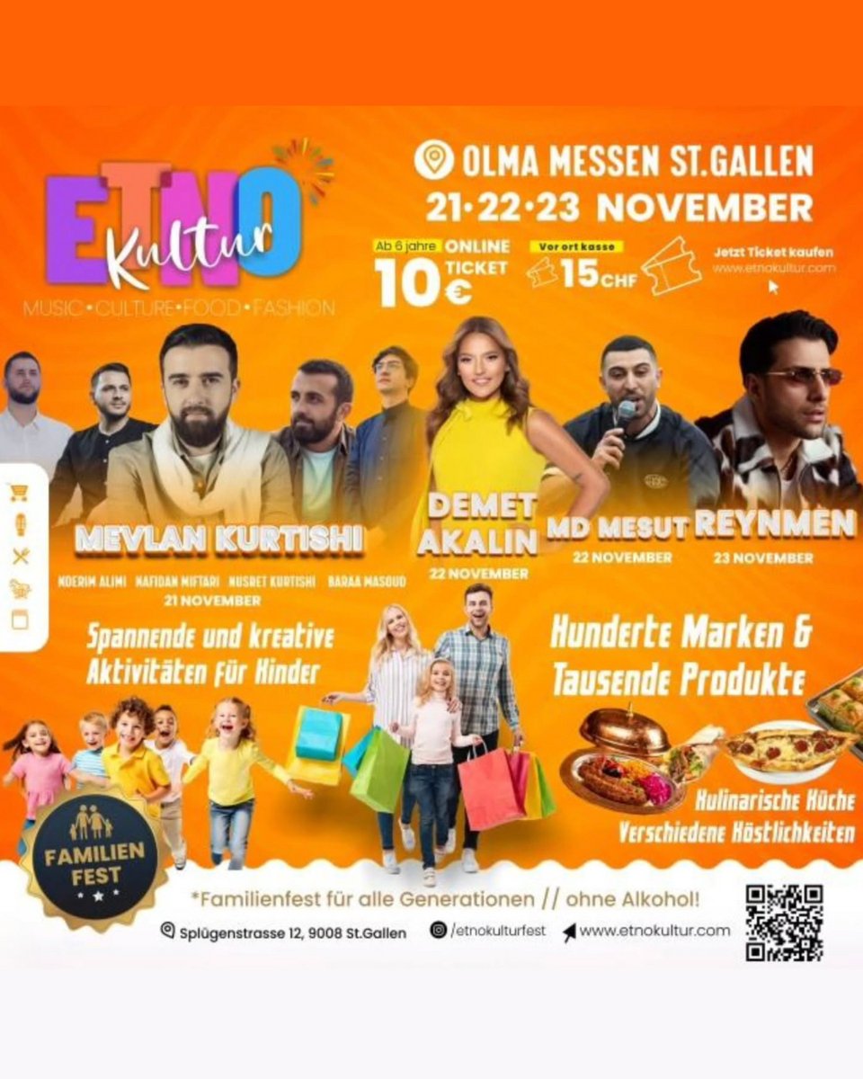 İsviçre’nin en büyük Türk–Arnavut fuarını keşfedin: Geleneksel ürünler, moda, el sanatları, sokak lezzetleri, sağlık turizmi ve çocuk etkinlikleriyle dolu!

📍 Olma Fuar Alanı, St.Gallen
📅 21–23 Kasım 2025
 
#food #reynmen #culture #fashion #mevlankurtishi #demetakalin #albanian