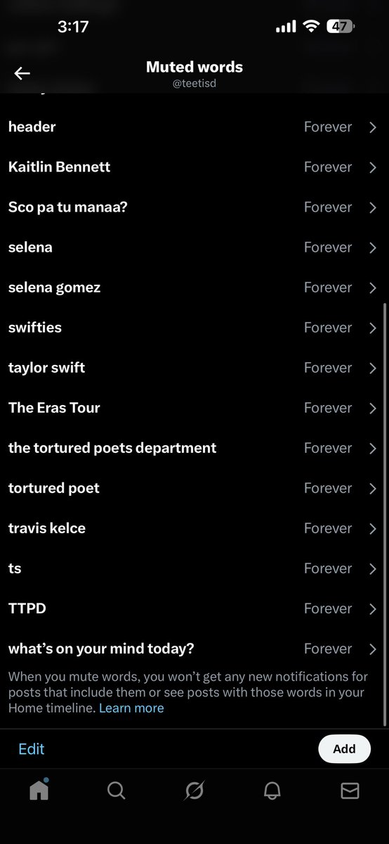 teetisd's tweet photo. My muted words and I still see stuff about taylor swift :/ https://t.co/oQfZcAzi9J