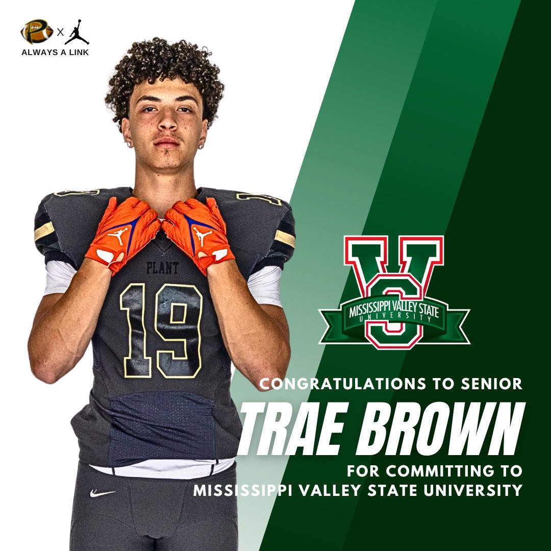 Congratulations to <a href="/_TraeBrown/">Trae Brown</a> on his commitment to play football at Mississippi Valley State University! 
#alwaysalink #nextlevelpanther