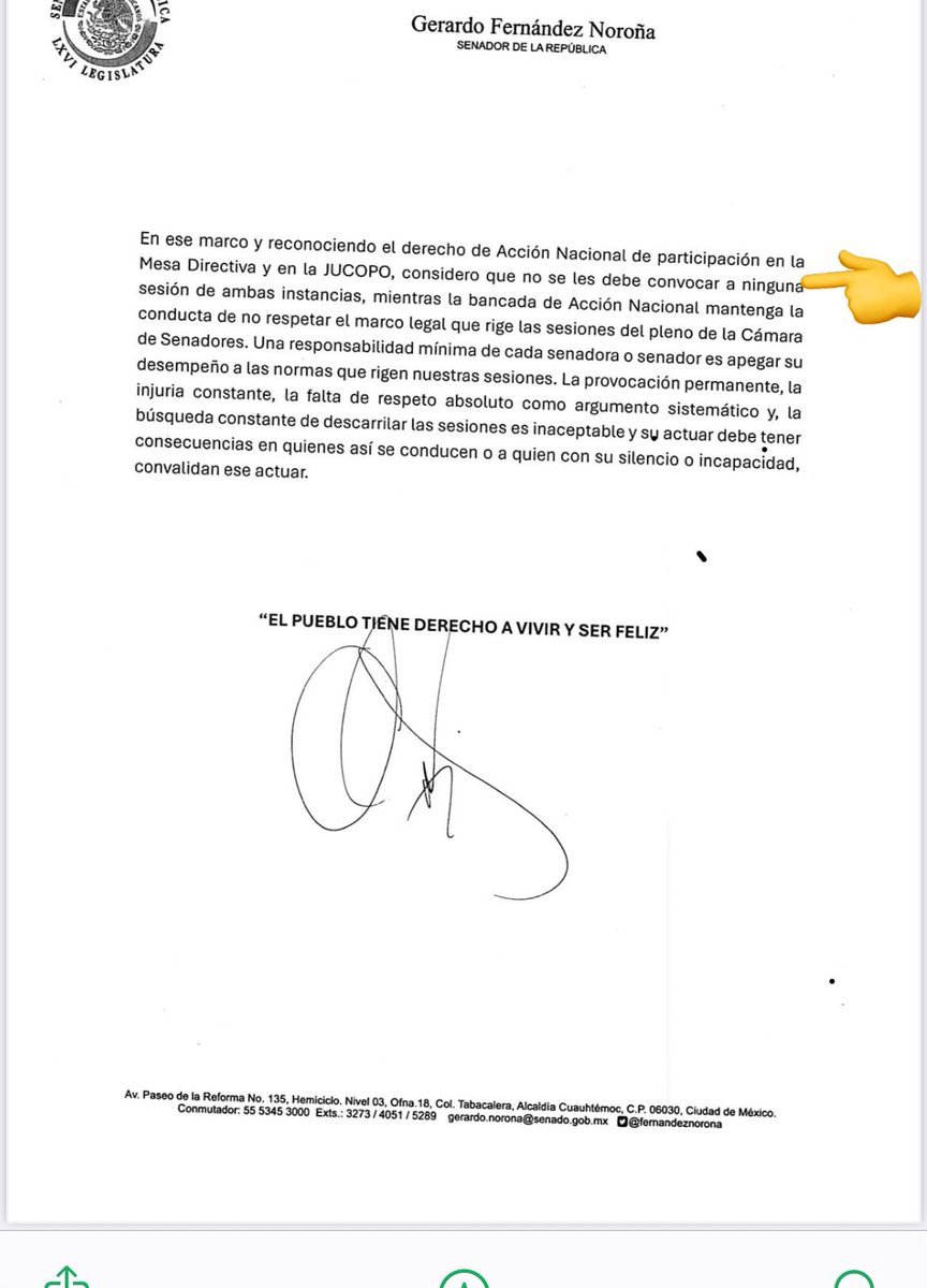 ‼️EXTRA EXTRA‼️ El senador Gerardo Fernández Noroña pide a <a href="/adan_augusto/">Adán Augusto López H</a> que EXCLUYA a la bancada del <a href="/AccionNacional/">Acción Nacional</a> de las reuniones de la Junta de Coordinación Política y de la Mesa Directiva mientras mantenga la “falta de respeto” en el pleno del <a href="/senadomexicano/">Senado de México</a> y afirma que