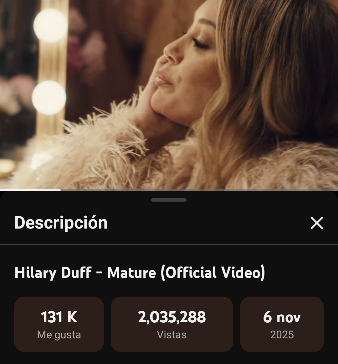 HilaryDColombia's tweet photo. A casi una semana de su estreno, "Mature" ya supera los 2 Millones de vistas en Youtube para el video oficial y 2.4 Millones de Streams en Spotify!!

Sin duda nuestra reina esta teniendo una gran acogida y el mejor de sus regresos!!

#StreamMature #HilaryDuffIsBack https://t.co/yY2UuNdwL4