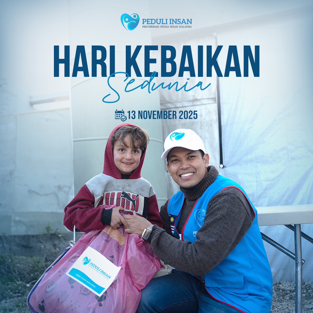 Peduli__Insan's tweet photo. Sempena Hari Kebaikan Sedunia, marilah kita bersama-sama meraikan nilai kemanusiaan yang paling indah iaitu 𝐤𝐞𝐛𝐚𝐢𝐤𝐚𝐧. 💙 https://t.co/aM3MykL6Gk