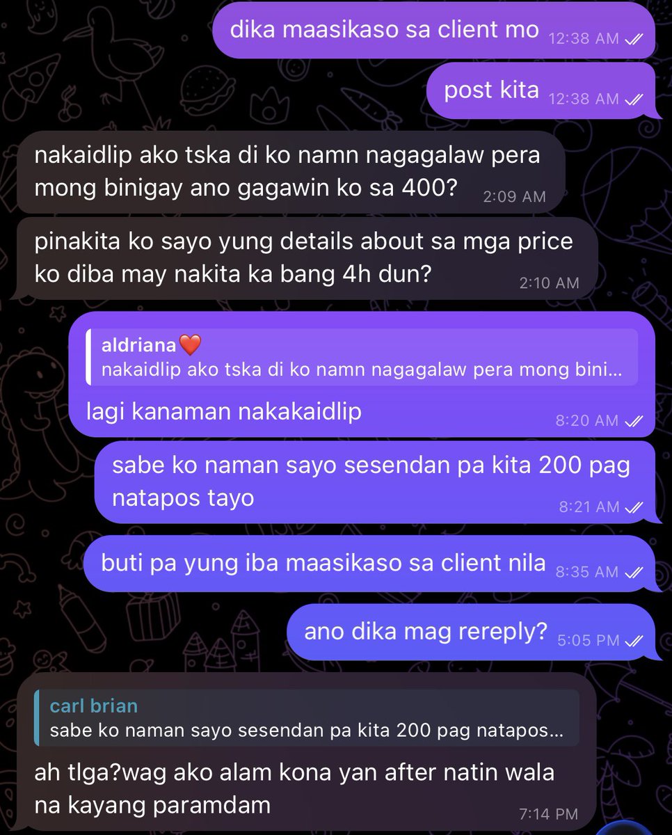 jmmm02468's tweet photo. @AldrianaQuizon kapal ng mukha mo nung nov 5 sinendan kita 400 tapos kapal pa ng mukha mong makapag sabi na ano gagawin mo sa 400? e ngayon 1k na nasesend ko 8days na nakakalipas walang nangyayare kinginamo karmahin ka sana https://t.co/hFXDUbkDAV
